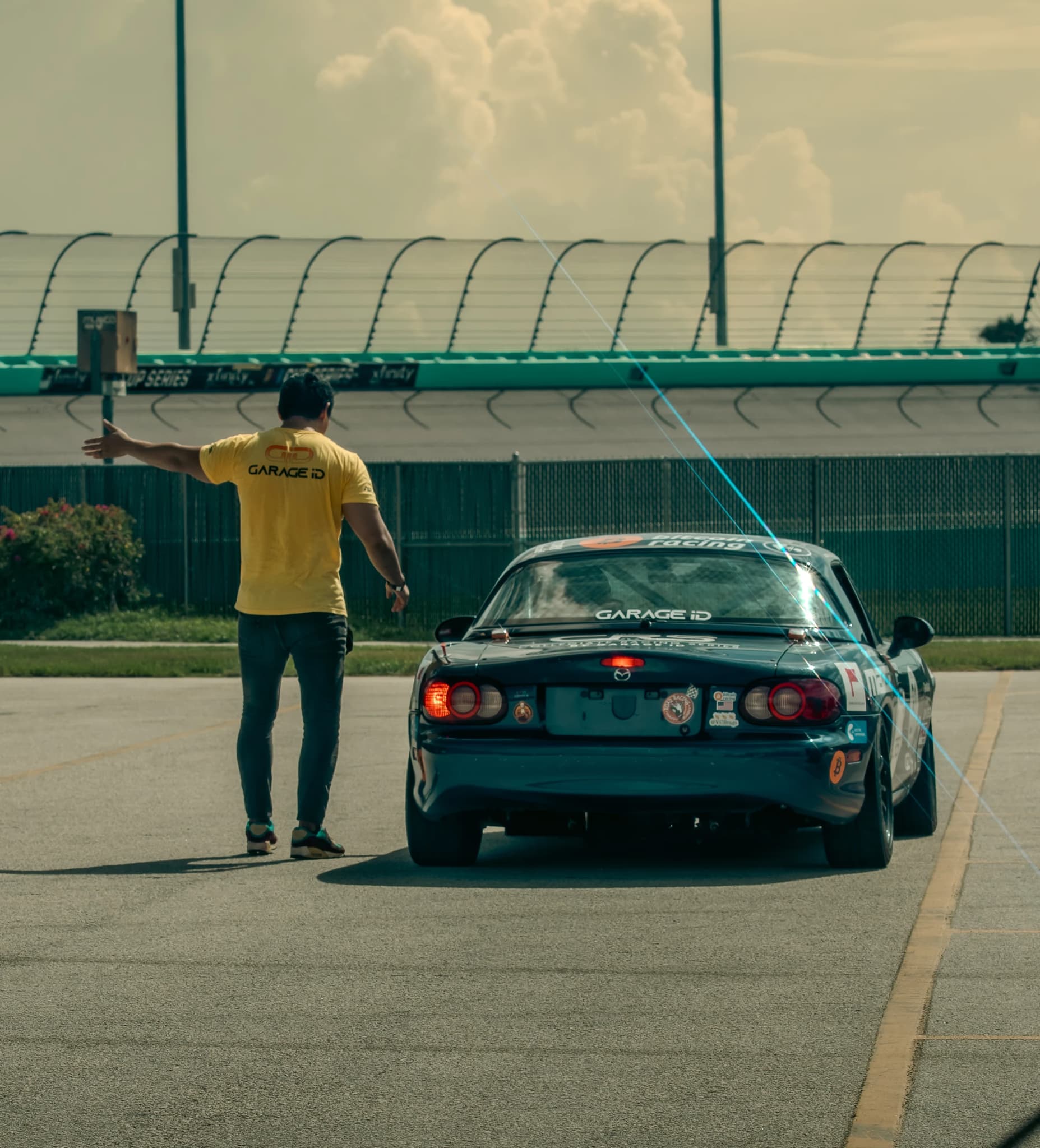 Peter celebrating on track
