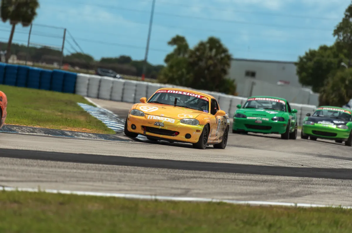 Number 81 leading into a corner at Sebring